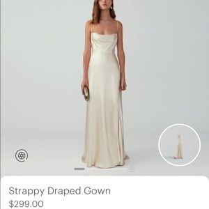 Fame and Partners Champagne Strappy Draped Gown
